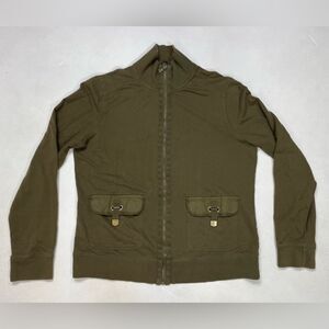 Polo Ralph Lauren Lightweight Full Zip Jacket Women Medium Olive Green Pockets